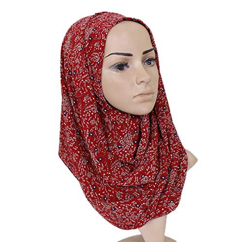 LMVERNA Chiffon Floral Scarf Women Muslim Hijab Long Scarf Wrap Scarves (Maroon-Flower)