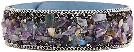 Melodyep 2016 Korea Velvet Microfiber Gifts Bracelet Natural Crystal Bracelet Gravel(C4)