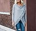 Viottiset Women's Tassel Hem Wrap Poncho Open Front Sweater Gray Blouse Coat Top S