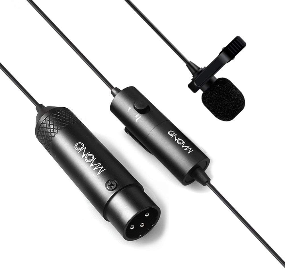XLR Lavalier Microphone 20ft MAONO AU-XLR20 High Sensitivity Omnidirectional Condenser Metal Lapel Mic, Self-Powered for Canon Sony Panasonic Camcorders Zoom H4n H5 H6 Tascam: Home Audio & Theater