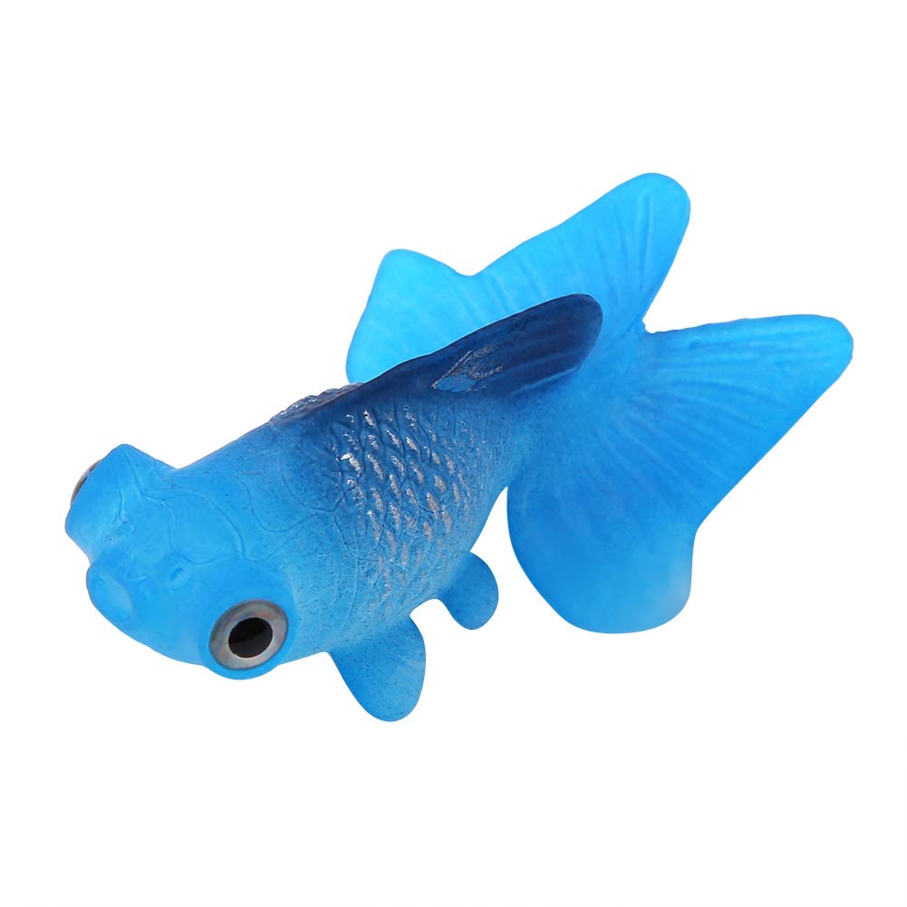 Pssopp Aquarium Fish Bowl Plastic Swimming Gold Betta Funny Artificial Silicone Small Lifelike Fake Tank Decoration Ornaments(Blue Goldfish)