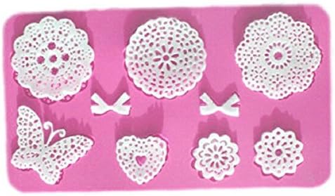 Low Silicone Mould for Making Casts of Lace Various Shapes Such As Snowflakes / Butterflies / Heart for Decorations For Sugar Pastes / Fondants for Food / DIY Use Category Cake Decorations