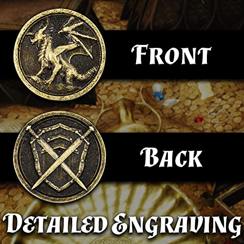 CASEMATIX Metal Coins and Carrying Pouch for Tabletop RPG Board Games