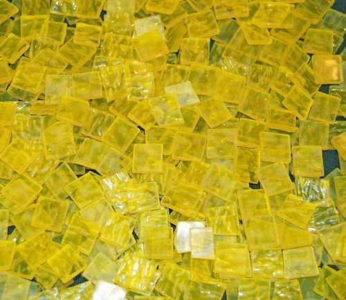 100 1/2" Yellow Ripple Stained Glass Mosaic Tiles Tile