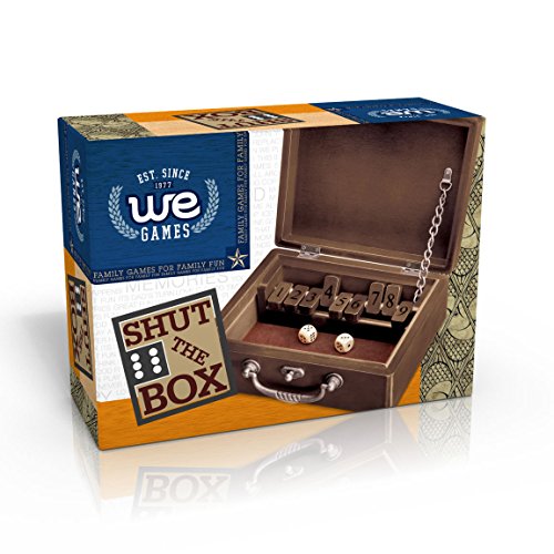 WE Games Shut the Box - Walnut Stained Wood Box