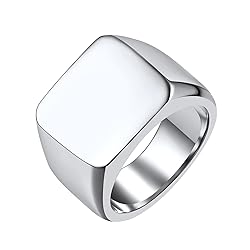 FindChic Square Signet Rings for Men Chunky