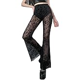 Instobig Gothic Black Pants Grunge Bottoms High Waisted Boho Hippie