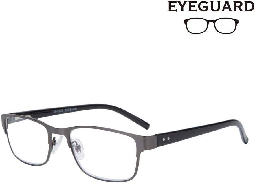 EYEGUARD Mens Reading Glasses, 1 Pair Rectangular Lightweight Metal Readers for Men(+2.50 Magnification), Grey - Image 3