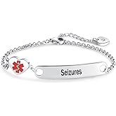 NARTGO Heart Medical Alert ID Bracelet for Women Emergency First Aid Health Alert Stainless Steel Adjustable Chain Bracelets