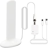 Chaowei Antena de TV con base magnética, antena HDTV amplificada con amplificador de señal externa en forma de tabla de vela,