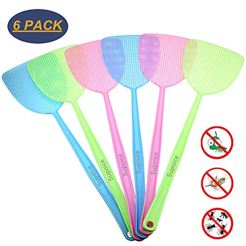 6 Pack Fly Swatter Manual Swat Pest Control Plastic with Long Handle