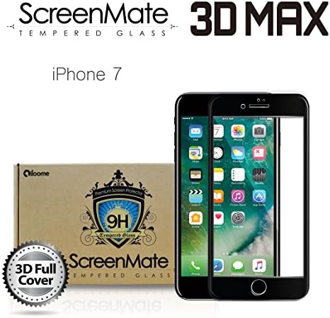 ScreenMate 3D Max Full Cover Tempered Glass Screen Protector (iPhone 7 - 3D Full Cover - Black)