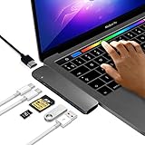 USB Type-C HUB Adapter, 7-in-1 Multi Port Dongle for 2016 and later MacBook Pro 13” and 15” with 4K HDMI, Thunderbolt 3 (40 Gb/s), Pass Through Charging (60Hz)