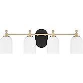 Craftmade 60304-FBSB Council Vanity, (4) E26 Sockets, Flat Black/Satin Brass (Bulbs NOT Included)