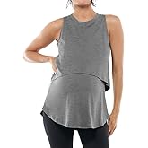ZDC Women's Maternity Nursing Tank Tops Sleeveless Double Layer Breastfeeding Shirts Summer Pregnancy Clothes