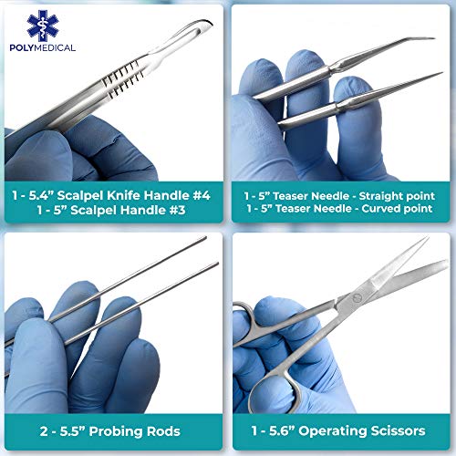 Advanced Dissection Kit - 37 Pieces Total. High Grade Stainless Steel Instruments Perfect for Anatomy, Biology, Botany, Veterinary and Medical Students - by Poly Medical. - Thumbnail 2