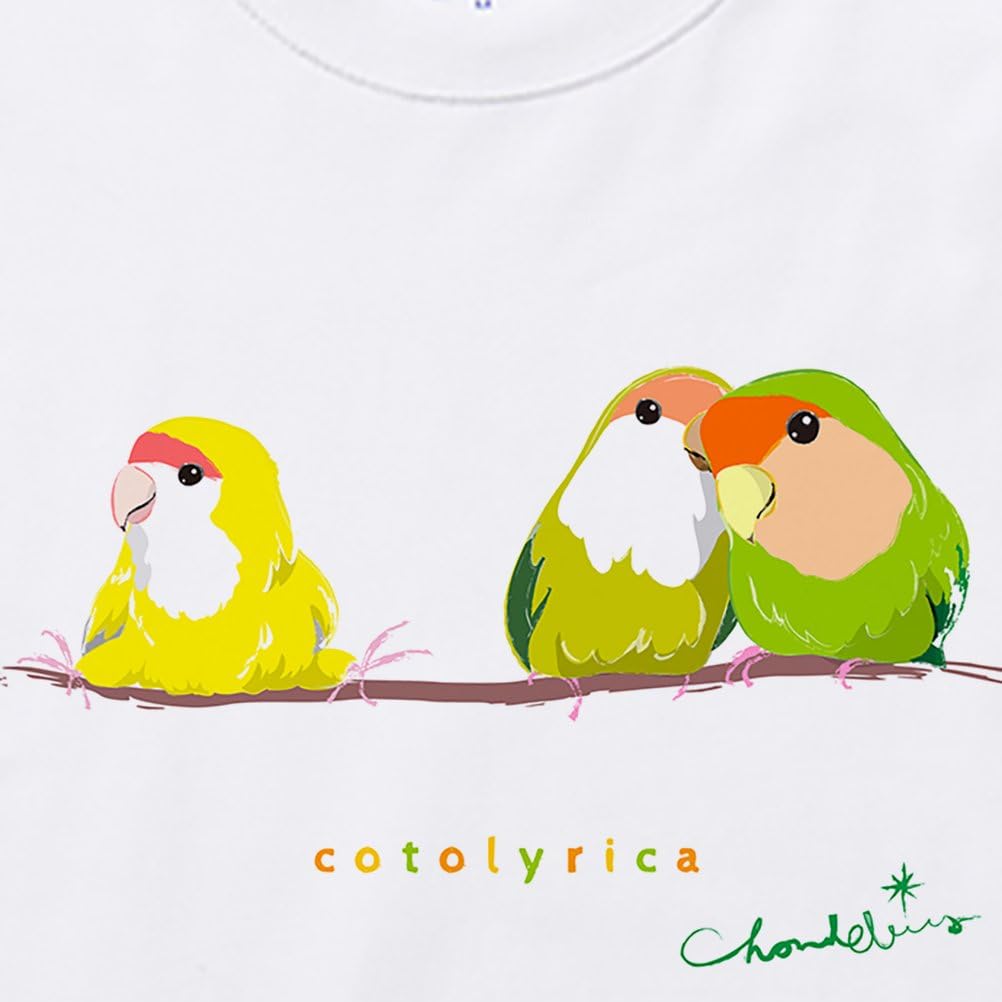 Amazon ことりりか Cotolyrica ラブバード Tシャツ コザクラ インコ 小鳥 イラスト メンズ 半袖 ホワイト 0304 オリジナルプリント 通販