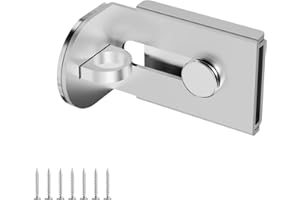 GEMASP Sliding Door Lock, 90 Degree Door Hasp Latch Lock, Stainless Steel Security Right Angle Padlock with Screws for Push/Sliding/Barn Doors (1PC, Silver, Large)