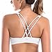 CRZ YOGA Women's Low Impact Strappy Sports Bra - Low Cut Wirefree Padded Yoga Bra Criss Cross Back White X-Large