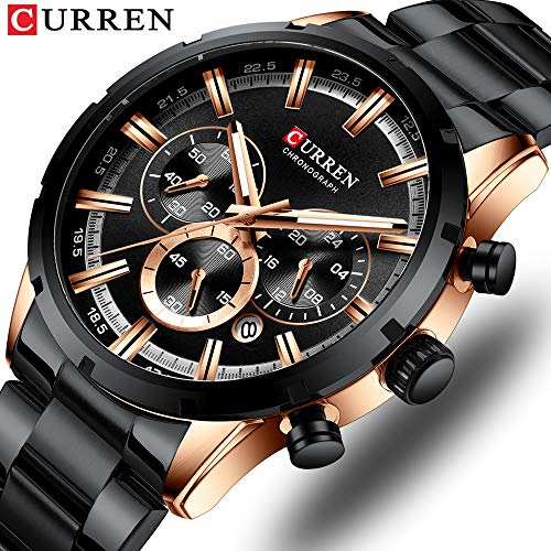 Curren 8355 - Reloj de pulsera para hombre, analógico, de acero y cuarzo, color negro - Imagen 2