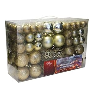 Wohaga Weihnachtskugel-Set Christbaumkugeln Baumschmuck Weihnachtsbaumschmuck Baumkugeln, Farbe:Champagner, Größe:100