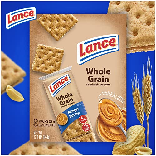 Lance Sandwich Crackers, Whole Grain with Peanut Butter, 8 Count (Pack