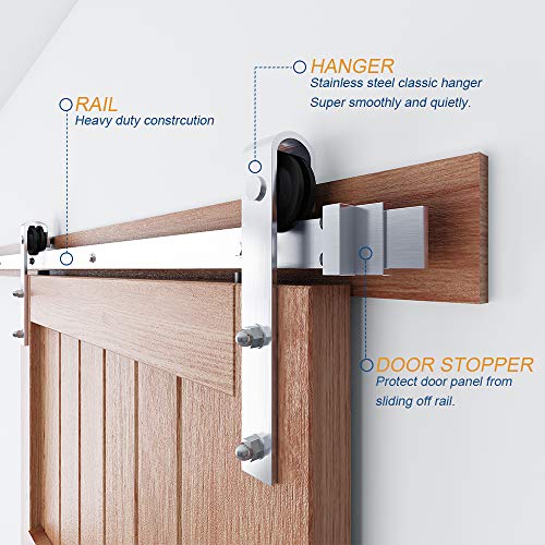 EaseLife 12 FT Stainless Steel Double Door Sliding Barn Door Hardware