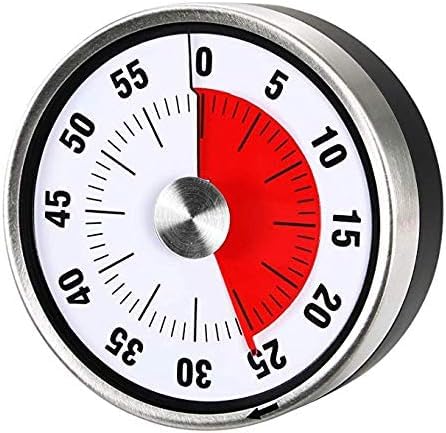 IXIGER Magnetic Mechanical Kitchen Timer -Countdown Timer 60 Minute Visual Time Management Tool Baking Cooking Steaming Barbecue (Black) for Kids, Teachers and Adults (Black)