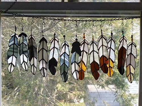 One Stained Glass Indian Chief, Eagle, Ospry or any bird Feather in Natural shades of black or brown some with white or clear