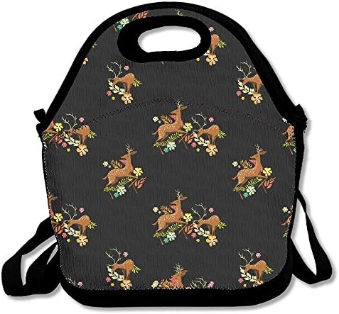 Caribous Deer Pattern Insulated Lunch Bag Picnic Lunch Tote For Work, Picnic, Travelling