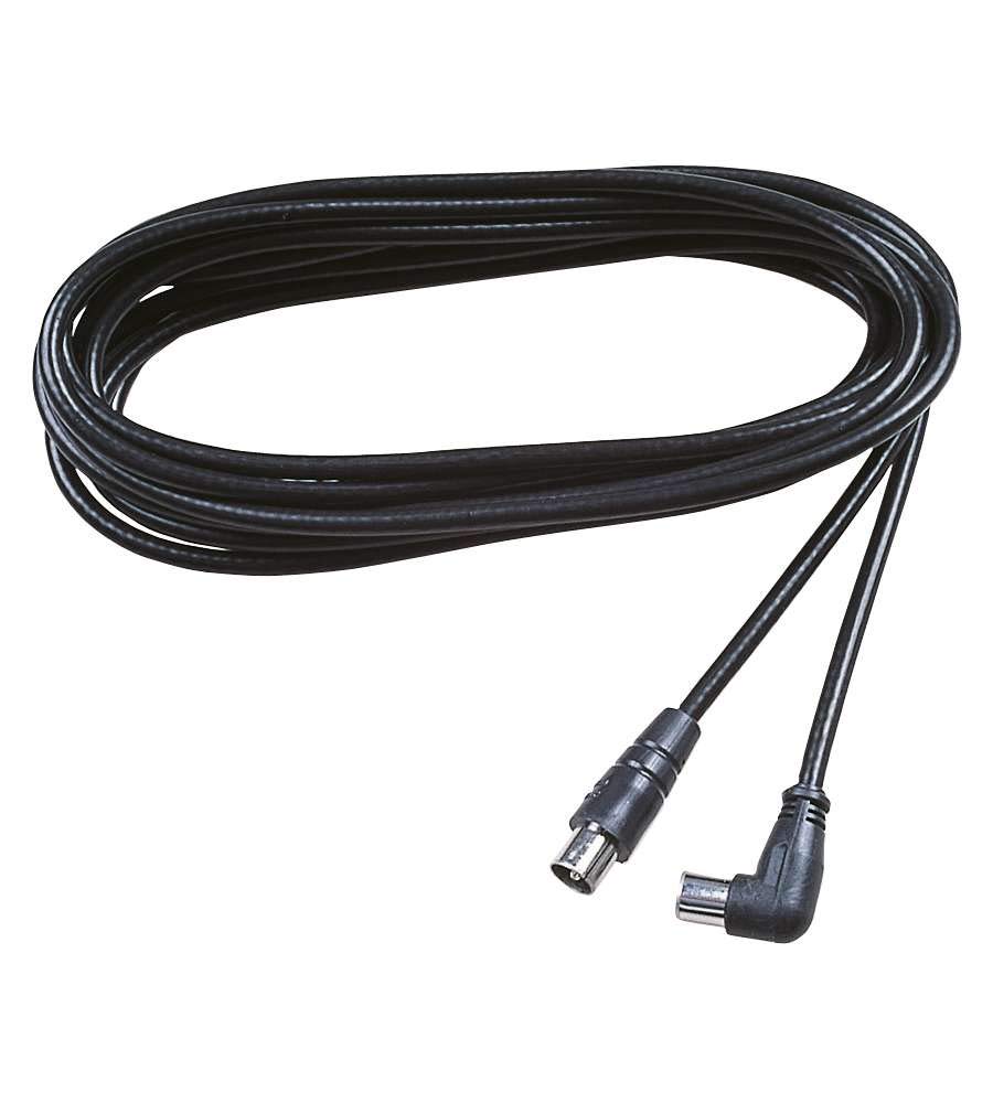 Poly Pool PP0622S PP0622.1S Coaxial Cable TV-Antenna, Axial and Plug 90° Male Diameter 9.5 mm, 5 Metres, Black, Plastic