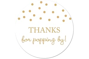40 Thanks for Popping by! Popcorn Favor Stickers (Gold on White)