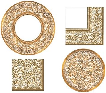 Delicate Lace Party Supply Pack! Bundle Includes Paper Plates &amp; Napkins for 8 Guests