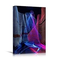 Canvas Wall Art Assorted Lights Abstract Colorful Hallway Industrial Lights Mixed Media Multicolor Neon - 12x18 inches