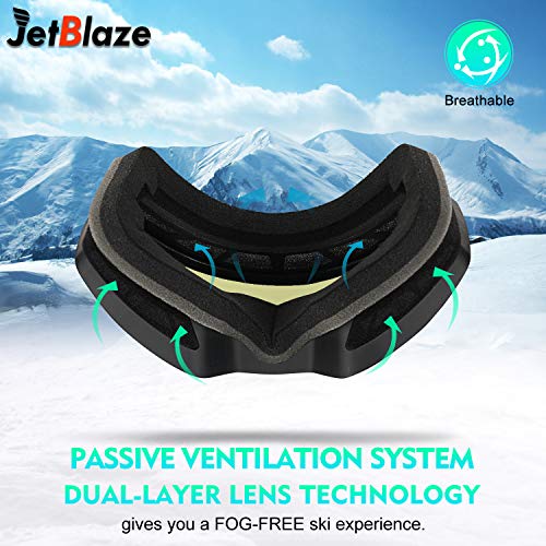 JetBlaze Ski Goggles, OTG Snowboard Goggles (Green) - Thumbnail 3