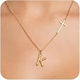 BECKWJE Initial Letter Necklaces for Women Personalized Cross Necklaces Dainty A-Z Pendent Birthday Gifts for Women Jewelry