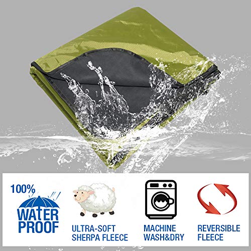 FANCYWING Outdoor Fleece Blanket XL Hooded Stadium Mat - Waterproof/Windproof Blanket for Camping, Picnic, Sports, Festival, Football, Baseball, Concerts, Grass, Dog, Beach (79 x 55 inches)