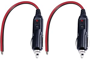 SPARKING 12V Replacement Cigarette Lighter Male Plug with Lead - 24V Car Power Adapter Auto Accessories with Led Lights, 15A 