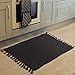 Seavish Black Kitchen Rug, 2x3 Cotton Hand Woven Recycled Throw Rug Runner Braided Entryway Floor Mat for Laundry Room Bathroom Bedroom Dorm