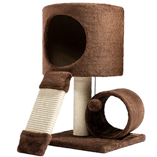 Hollypet Cat Activity Tree Bed Scratching Post Toys Pet Furniture Scratcher Play House Condo Coffee 21 Inch High