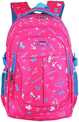 Oneratry Butterflies Cute Girls Backpack for School BookBags Book Bag Rose Red