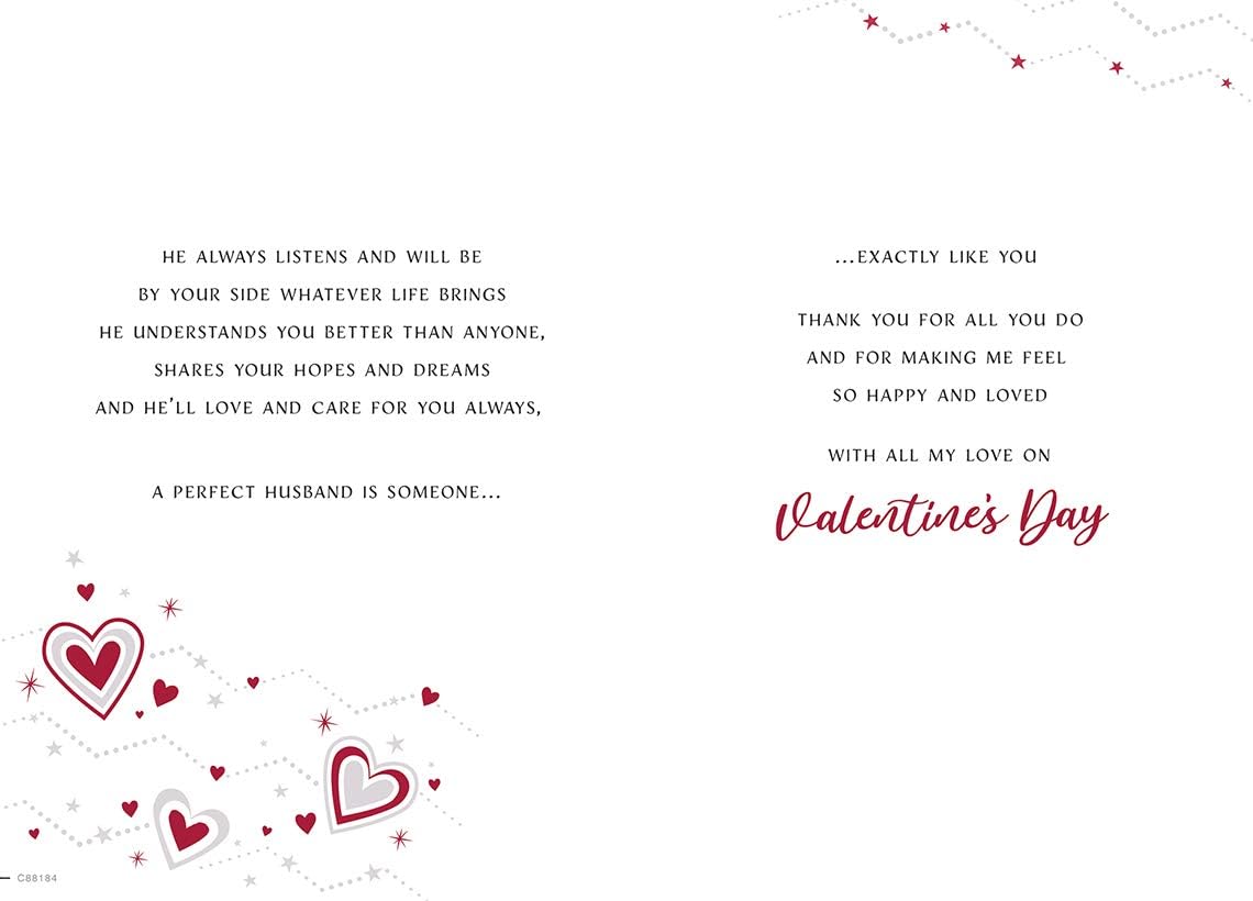 Regal Publishing Modern Valentine's Card Husband - 9 x 6 inches C88184, plain red - Image 3