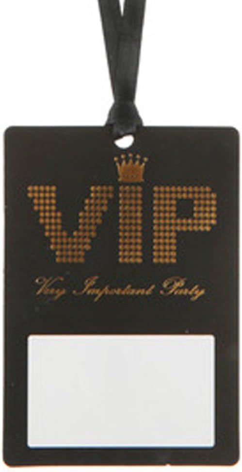 Name Tag VIP Pass on Band 7 x 10 cm Pack of 10, Black, Gold, White, 7 x 95 cm
