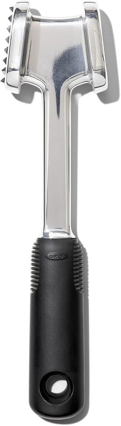 OXO Good Grips Die-Cast Aluminium Meat Tenderiser Two-Sided Mallet Pyramid Teeth