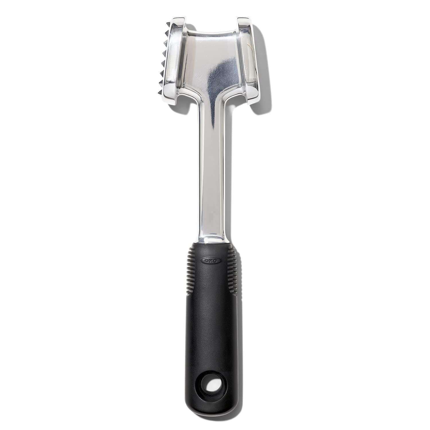 OXO Good Grips Die‑Cast Aluminium Meat Tenderiser, Two‑Sided Mallet (Pyramid Teeth & Smooth Face), Soft Non‑Slip Handle, Balanced 230 g