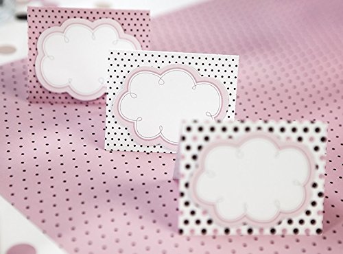 Partydeco Polka Dot Card Place Card with Cloud to Customise - Assorted