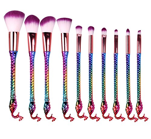 Colorful Makeup Brushes Set, Professional Makeup Brush Kit, Cosmetics Kaubki Makeup Brush with Synthetic Bristle,Face Liquid Makeup Brush, Blending Makeup Brushes (10PCS+Gradient+Lightweight)