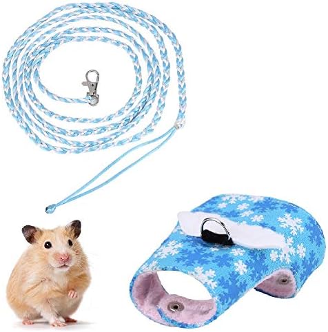 Ruiqas ハムスターハーネスリード 小動物用 新品未使用正規品 ハーネス 牽引ロープ リスハーネス お散歩 牽引帯 首輪 お出かけ用 リード 調節可能 漫画ベスト服 小型ペット