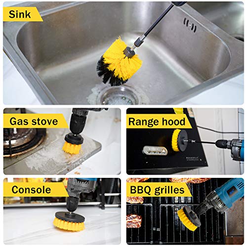 [4 Pack Set] Auto Detailing Drill Brush Set , Wheel Cleaner Brush , Car