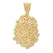 The Bling Factory 14k Gold Plated 25mm x 32mm Chunky Nugget Textured Medallion Pendant